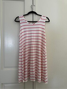Olivia Rae White Tank Dress with Red Stripes